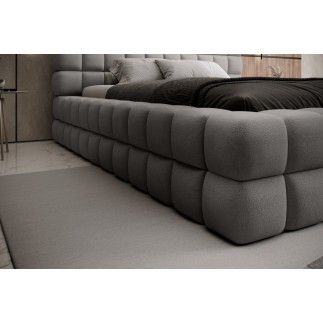Lit double avec coffre DILAN VELOURS de qualité luxe capitonné, gris foncé, 180x200