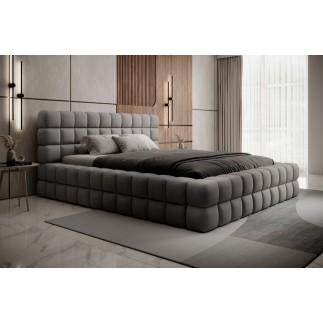 Lit double avec coffre DILAN VELOURS de qualité luxe capitonné, gris foncé, 160x200