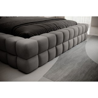 Lit double avec coffre DILAN VELOURS de qualité luxe capitonné, gris foncé, 160x200