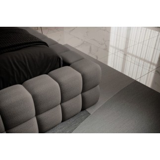 Lit double avec coffre DILAN VELOURS de qualité luxe capitonné, gris foncé, 160x200