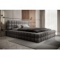 Lit double avec coffre DILAN VELOURS de qualité luxe capitonné, gris foncé, 140x200