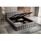 Lit double avec coffre DILAN VELOURS de qualité luxe capitonné, gris foncé, 140x200