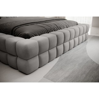 Lit double avec coffre DILAN VELOURS de qualité luxe capitonné, gris foncé, 140x200