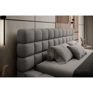 Lit double avec coffre DILAN VELOURS de qualité luxe capitonné, gris foncé, 140x200