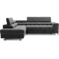 - Canapé d'angle convertible, FERNAND VELOURS - en velours Luxe gris foncé anthracite, 5 places, angle gauche (vu de face)