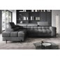 - Canapé d'angle convertible, FERNAND VELOURS - en velours Luxe gris foncé anthracite, 5 places, angle gauche (vu de face)