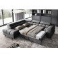- Canapé d'angle convertible, FERNAND VELOURS - en velours Luxe gris foncé anthracite, 5 places, angle gauche (vu de face)