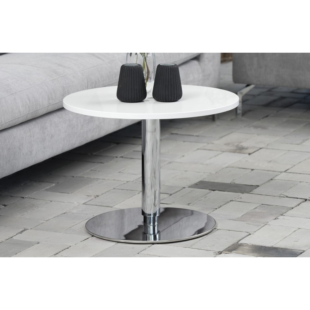 Table basse design, laqué brillant blanc, hauteur réglable, SOCH