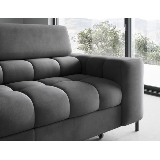 - Canapé d'angle convertible, FERNAND VELOURS - en velours Luxe gris foncé anthracite, 5 places, angle gauche (vu de face)