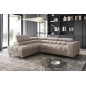 - Canapé d'angle convertible, FERNAND VELOURS - en velours Luxe beige, 5 places, angle gauche (vu de face)