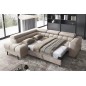 - Canapé d'angle convertible, FERNAND VELOURS - en velours Luxe beige, 5 places, angle gauche (vu de face)