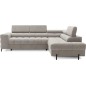 Canapé d'angle convertible - FERNAND VELOURS - en velours Luxe beige, 5 places, angle droit (vu de face)