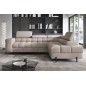 Canapé d'angle convertible - FERNAND VELOURS - en velours Luxe beige, 5 places, angle droit (vu de face)