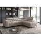 Canapé d'angle convertible - FERNAND VELOURS - en velours Luxe beige, 5 places, angle droit (vu de face)
