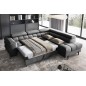 Canapé d'angle convertible - FERNAND VELOURS en velours Luxe gris foncé anthracite, 5 places, angle droit (vu de face)