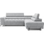 Canapé d'angle convertible - FERNAND VELOURS - en velours Luxe gris, 5 places, angle droit (vu de face)