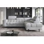 Canapé d'angle convertible - FERNAND VELOURS - en velours Luxe gris, 5 places, angle droit (vu de face)