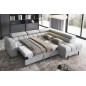 Canapé d'angle convertible - FERNAND VELOURS - en velours Luxe gris, 5 places, angle droit (vu de face)