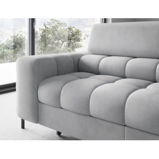 Canapé d'angle convertible - FERNAND VELOURS - en velours Luxe gris, 5 places, angle droit (vu de face)