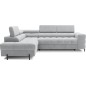 Canapé d'angle convertible, FERNAND VELOURS - en velours Luxe gris, 5 places, angle gauche (vu de face)