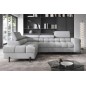 Canapé d'angle convertible, FERNAND VELOURS - en velours Luxe gris, 5 places, angle gauche (vu de face)