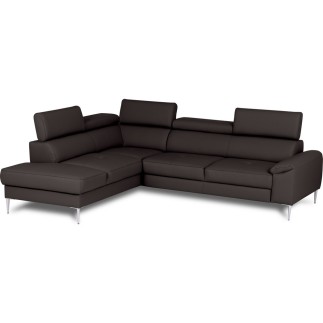 Canapé d'angle convertible en cuir italien luxe 5 places