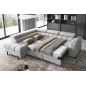 Canapé d'angle convertible, FERNAND VELOURS - en velours Luxe gris, 5 places, angle gauche (vu de face)