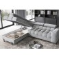 Canapé d'angle convertible, FERNAND VELOURS - en velours Luxe gris, 5 places, angle gauche (vu de face)