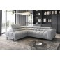 Canapé d'angle convertible, FERNAND VELOURS - en velours Luxe gris, 5 places, angle gauche (vu de face)
