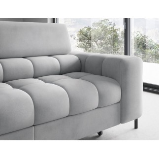 Canapé d'angle convertible, FERNAND VELOURS - en velours Luxe gris, 5 places, angle gauche (vu de face)