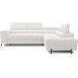 Canapé d'angle convertible, FERNAND tissu bouclette Luxe ivoire, 5 places, angle droit (vu de face)
