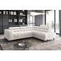 Canapé d'angle convertible, FERNAND tissu bouclette Luxe ivoire, 5 places, angle droit (vu de face)