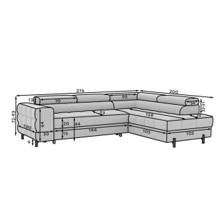Canapé d'angle convertible, FERNAND tissu bouclette Luxe ivoire, 5 places, angle droit (vu de face)