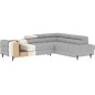 Canapé d'angle convertible, FERNAND tissu bouclette Luxe ivoire, 5 places, angle droit (vu de face)