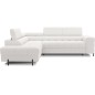 Canapé d'angle convertible FERNAND tissu bouclette Luxe ivoire, 5 places, angle gauche (vu de face)
