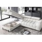 Canapé d'angle convertible FERNAND tissu bouclette Luxe ivoire, 5 places, angle gauche (vu de face)