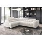 Canapé d'angle convertible FERNAND tissu bouclette Luxe ivoire, 5 places, angle gauche (vu de face)