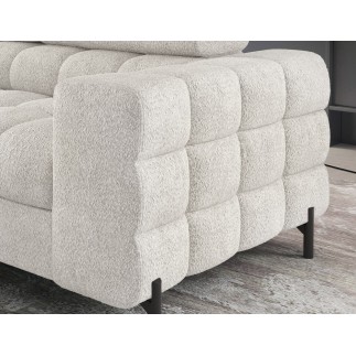 Canapé d'angle convertible FERNAND tissu bouclette Luxe ivoire, 5 places, angle gauche (vu de face)