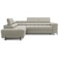 Canapé d'angle convertible FERNAND tissu bouclette Luxe beige, 5 places, angle gauche (vu de face)