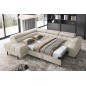 Canapé d'angle convertible FERNAND tissu bouclette Luxe beige, 5 places, angle gauche (vu de face)
