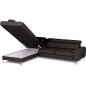 Canapé d'angle convertible en cuir italien luxe 5 places, Hombourg, coffre, chocolat, angle gauche Canapé d'angle convertible en cuir italien luxe 5 places, Hombourg, coffre, chocolat, angle gauche