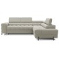Canapé d'angle convertible, FERNAND tissu bouclette Luxe beige, 5 places, angle droit (vu de face)