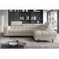 Canapé d'angle convertible, FERNAND tissu bouclette Luxe beige, 5 places, angle droit (vu de face)