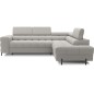 Canapé d'angle convertible, FERNAND tissu bouclette Luxe gris, 5 places, angle droit (vu de face)