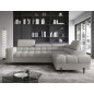 Canapé d'angle convertible, FERNAND tissu bouclette Luxe gris, 5 places, angle droit (vu de face)