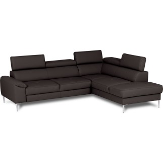 Canapé d'angle convertible en cuir italien luxe 5 places