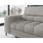 Canapé d'angle convertible, FERNAND tissu bouclette Luxe gris, 5 places, angle droit (vu de face)