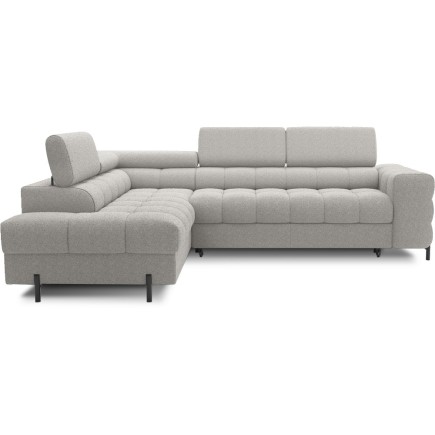 Canapé d'angle convertible FERNAND tissu bouclette Luxe gris, 5 places, angle gauche (vu de face)