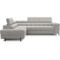 Canapé d'angle convertible FERNAND tissu bouclette Luxe gris, 5 places, angle gauche (vu de face)
