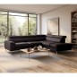 Canapé d'angle convertible en cuir italien luxe 5 places, Hombourg, coffre, chocolat, angle droit Canapé d'angle convertible en cuir italien luxe 5 places, Hombourg, coffre, chocolat, angle droit
